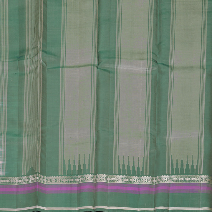 Hayagrivas Handloom Greige Kanjivaram Silk Saree with Green Border KBF620G2-7
