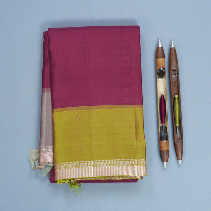 Hayagrivas Handloom Wine Purple Kanjivaram Silk Saree with Ganga Jamuna Border KBF620G2-9