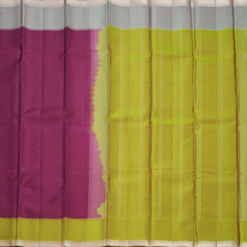 Hayagrivas Handloom Wine Purple Kanjivaram Silk Saree with Ganga Jamuna Border KBF620G2-9