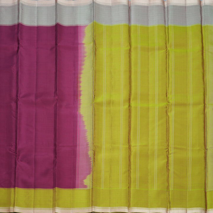 Hayagrivas Handloom Wine Purple Kanjivaram Silk Saree with Ganga Jamuna Border KBF620G2-9