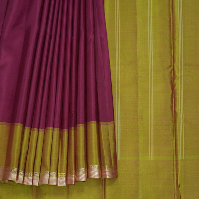 Hayagrivas Handloom Wine Purple Kanjivaram Silk Saree with Ganga Jamuna Border KBF620G2-9