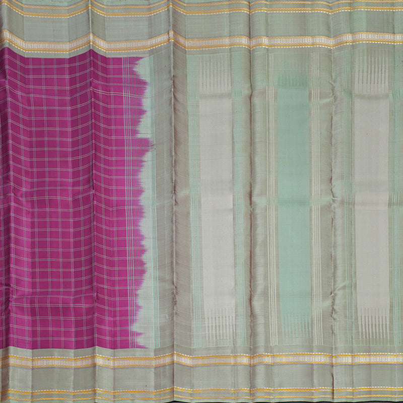 Hayagrivas Handloom Purple Kanjivaram Silk Saree with Mild Pastel Green Border KBF620G3-1