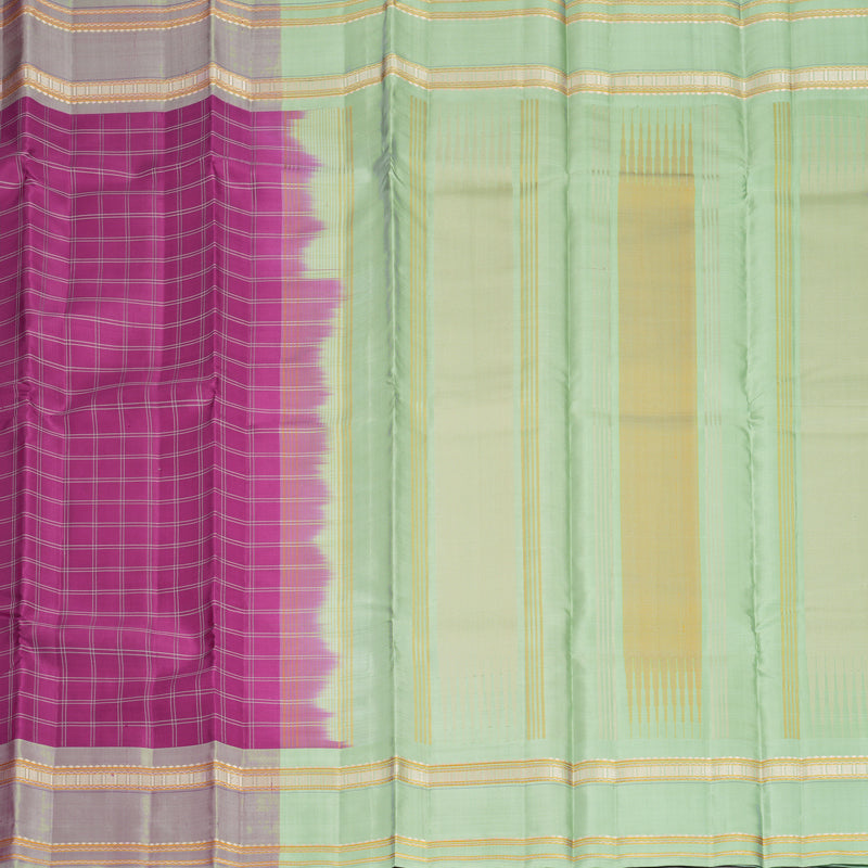 Hayagrivas Handloom Vadamalli Purple Kanjivaram Silk Saree with Elaichi Green Border KBF620G3-2