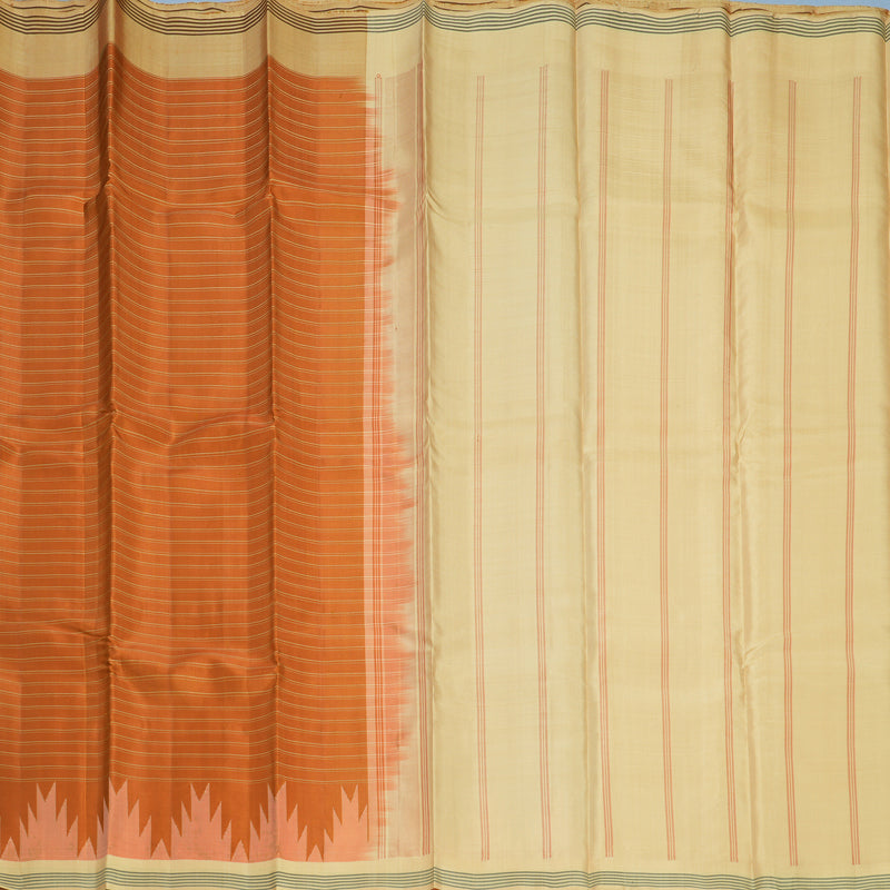 Hayagrivas Handloom Rust Orange Kanjivaram Silk Saree with Sandal Border KBF620G4-1