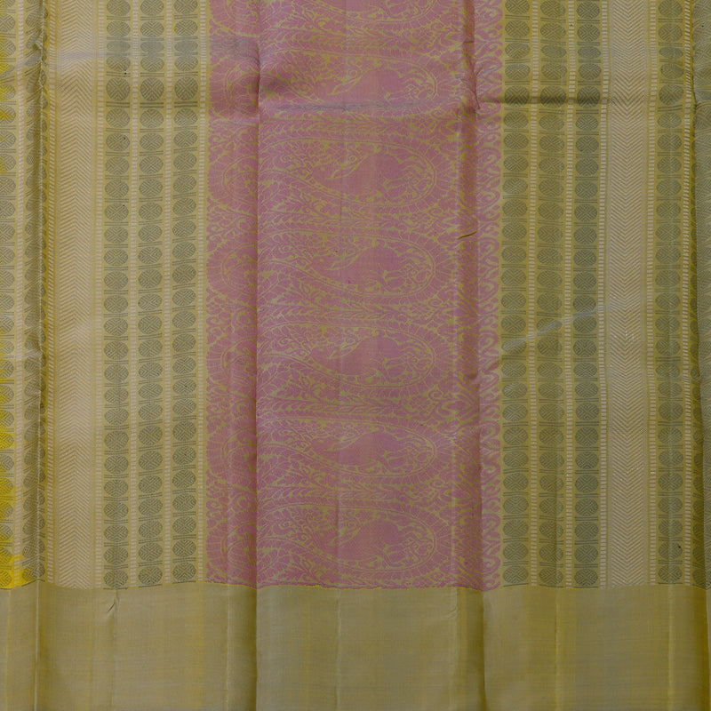 Hayagrivas Handloom Lemon Yellow Kanjivaram Silk Saree with Ganga Jamuna Border KBF620G5-2