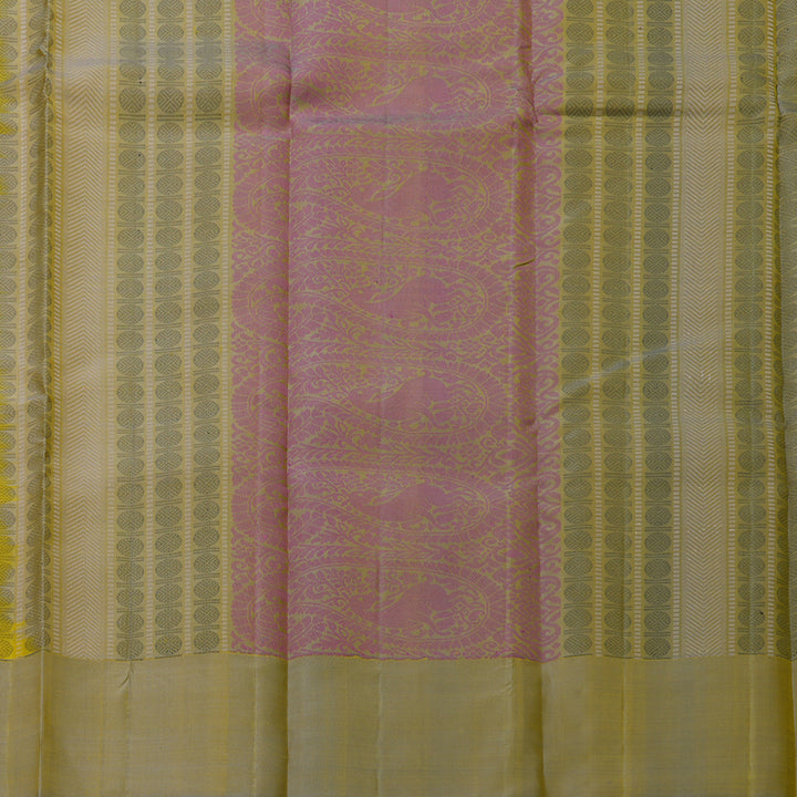 Hayagrivas Handloom Lemon Yellow Kanjivaram Silk Saree with Ganga Jamuna Border KBF620G5-2