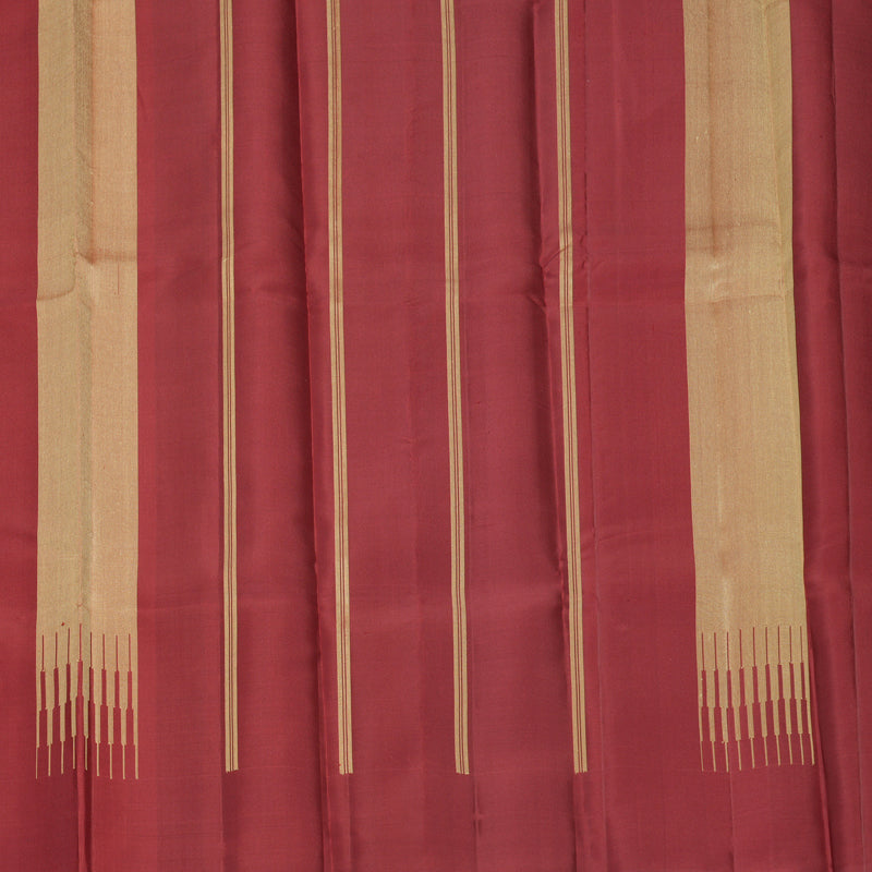 Hayagrivas Handloom Beige &amp; Maroon Stripes Kanjivaram Silk Saree with Maroon Border KBF620G6-1