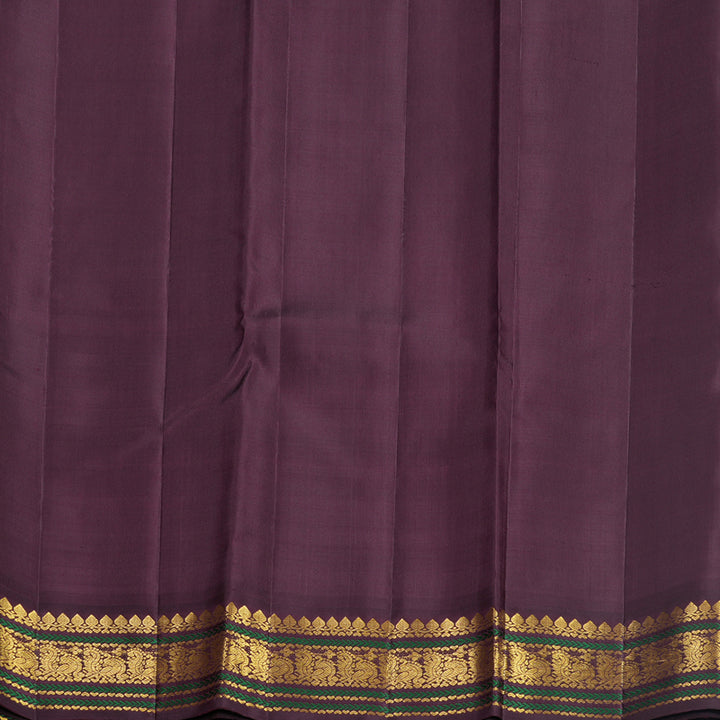 Hayagrivas Handloom Rani Pink Kanjivaram Silk Saree with Deep Plum Border KBF621G1-1