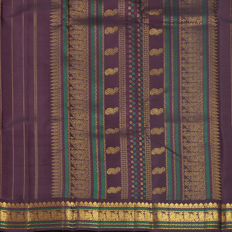 Hayagrivas Handloom Rani Pink Kanjivaram Silk Saree with Deep Plum Border KBF621G1-1