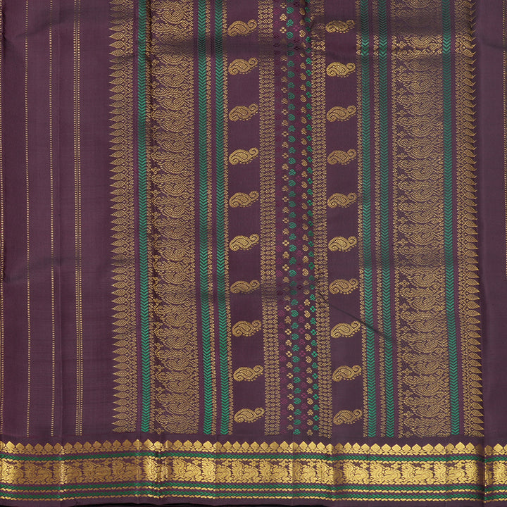 Hayagrivas Handloom Rani Pink Kanjivaram Silk Saree with Deep Plum Border KBF621G1-1