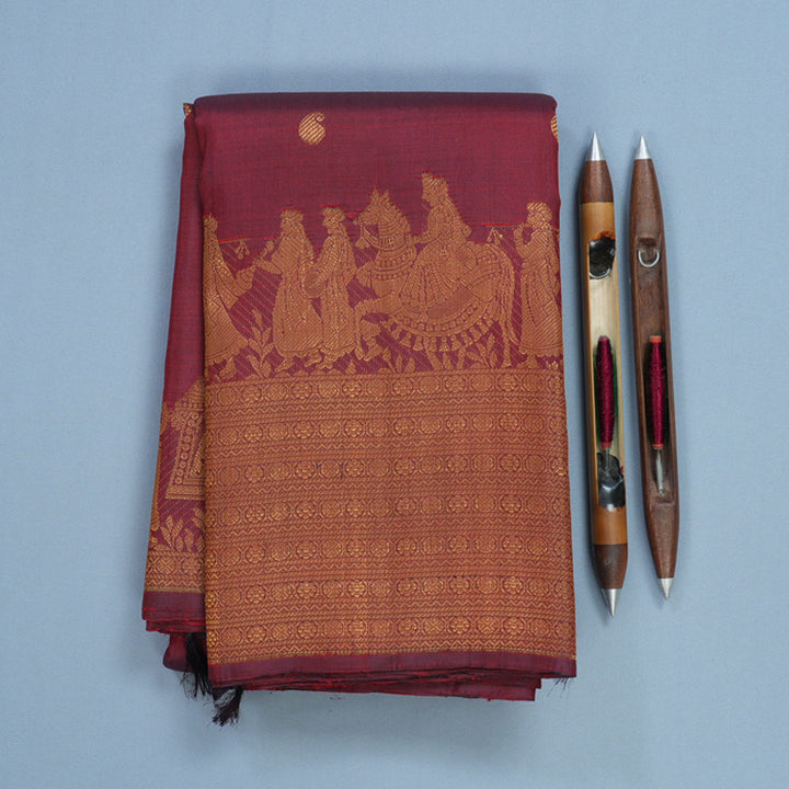 Hayagrivas Handloom Maroon Kanjivaram Silk Saree KBF622G5-1