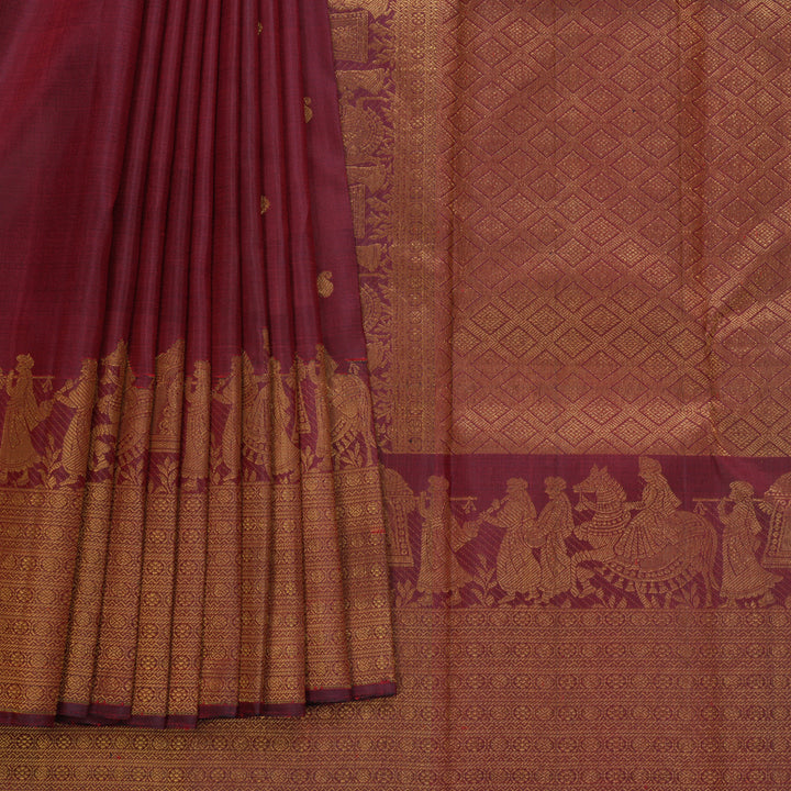 Hayagrivas Handloom Maroon Kanjivaram Silk Saree KBF622G5-1