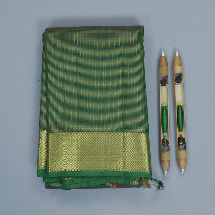 Hayagrivas Handloom Bottle Green Kanjivaram Silk Saree KBF622G6-1
