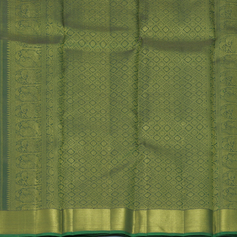 Hayagrivas Handloom Bottle Green Kanjivaram Silk Saree KBF622G6-1