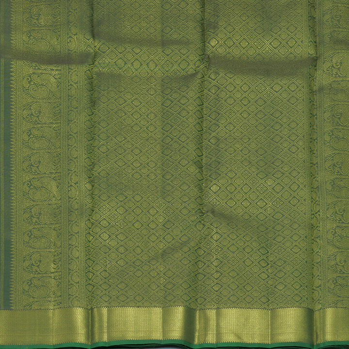 Hayagrivas Handloom Bottle Green Kanjivaram Silk Saree KBF622G6-1