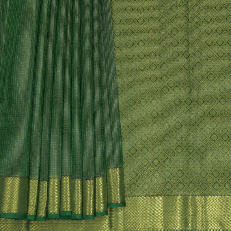 Hayagrivas Handloom Bottle Green Kanjivaram Silk Saree KBF622G6-1