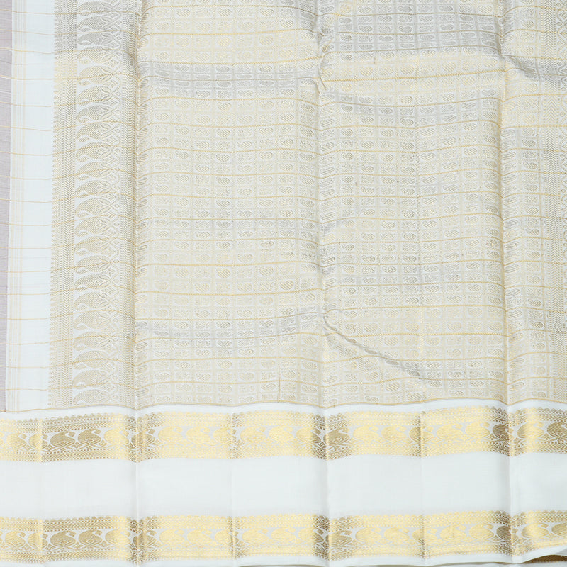Hayagrivas Handloom Brown Kanjivaram Silk Saree with Milk-White Border KBF623G3-1
