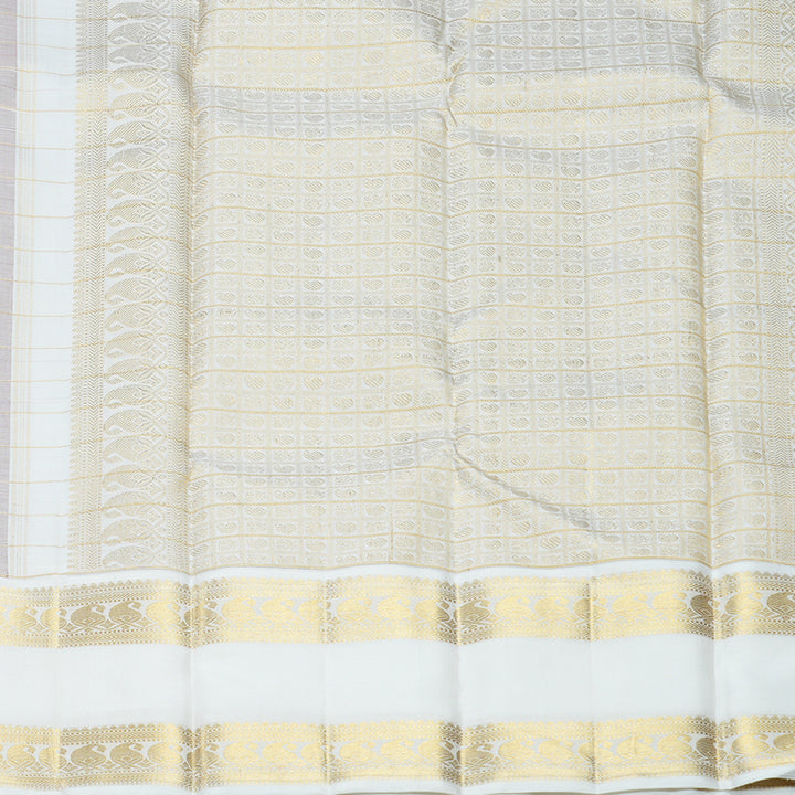 Hayagrivas Handloom Brown Kanjivaram Silk Saree with Milk-White Border KBF623G3-1