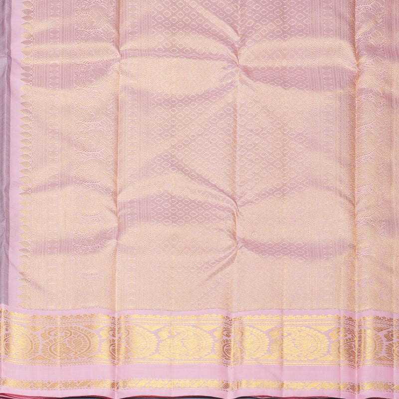 Hayagrivas Handloom Navy Blue Kanjivaram Silk Saree with Baby Pink Border KBF623G3-2
