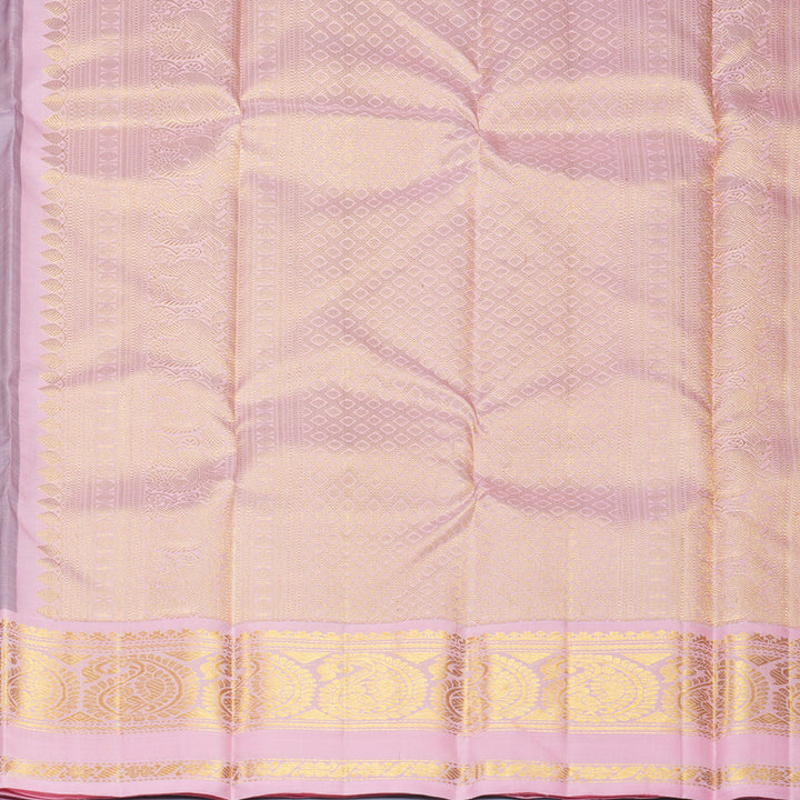 Hayagrivas Handloom Navy Blue Kanjivaram Silk Saree with Baby Pink Border KBF623G3-2