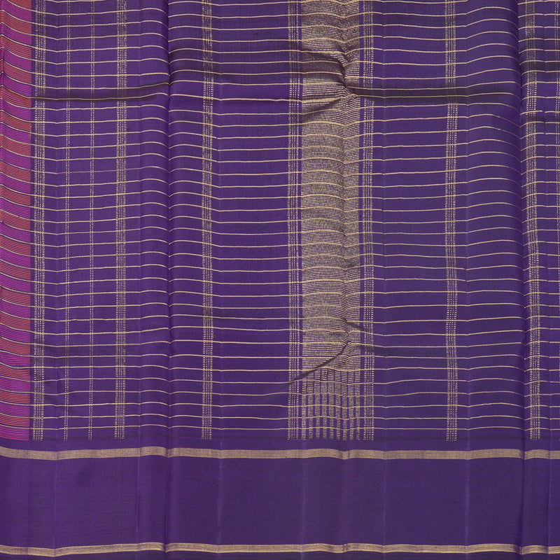 Hayagrivas Handloom Pink &amp; Orange Checks Kanjivaram Silk Saree with Purple Border KBF625G10-1