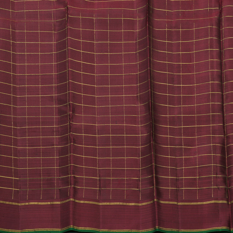 Hayagrivas Handloom Green, Black &amp; Yellow Stripes Kanjivaram Silk Saree with Maroon Border KBF625G11-1