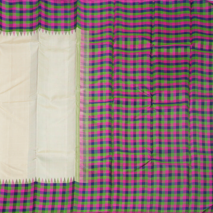 Hayagrivas Handloom Sandal Kanjivaram Silk Saree with Multicolour Checks Border KBF625G12-1