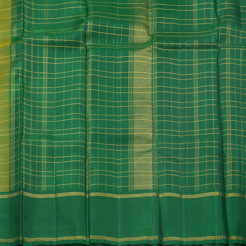 Hayagrivas Handloom Yellow Kanjivaram Silk Saree with Dark Green Border KBF625G13-1