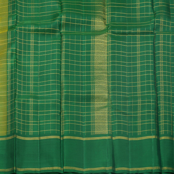 Hayagrivas Handloom Yellow Kanjivaram Silk Saree with Dark Green Border KBF625G13-1