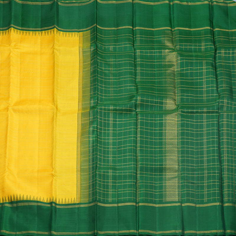 Hayagrivas Handloom Yellow Kanjivaram Silk Saree with Dark Green Border KBF625G13-1