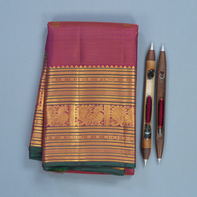 Hayagrivas Handloom Deep Pink Kanjivaram Silk Saree KBF625G18-1