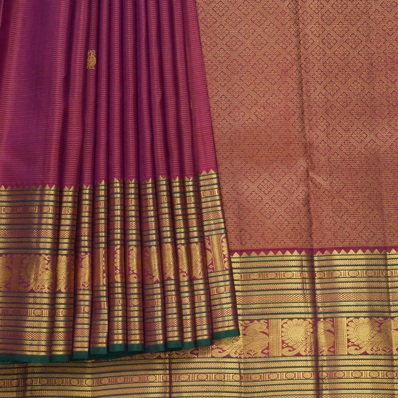 Hayagrivas Handloom Deep Pink Kanjivaram Silk Saree KBF625G18-1