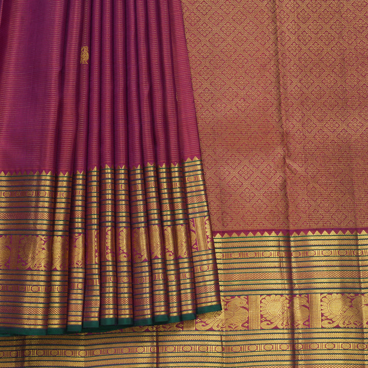 Hayagrivas Handloom Deep Pink Kanjivaram Silk Saree KBF625G18-1