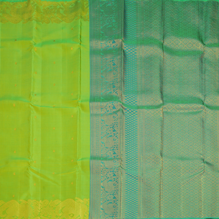 Hayagrivas Handloom Neon Green Kanjivaram Silk Saree KBF625G19-1