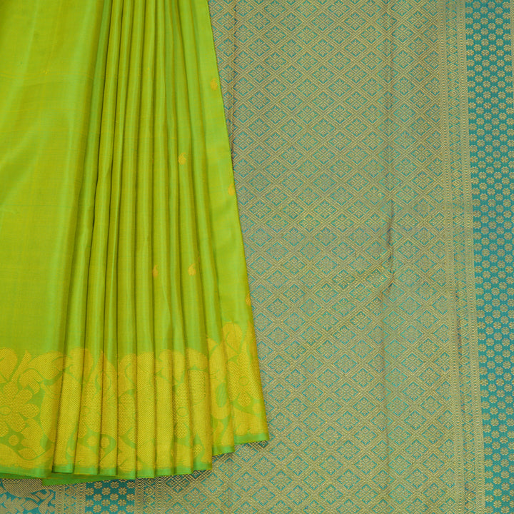 Hayagrivas Handloom Neon Green Kanjivaram Silk Saree KBF625G19-1