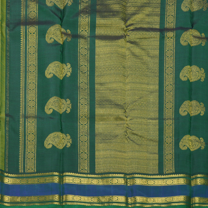 Hayagrivas Handloom Yellow Kanjivaram Silk Saree with Mayilkazhuthu Border KBF625G20-1