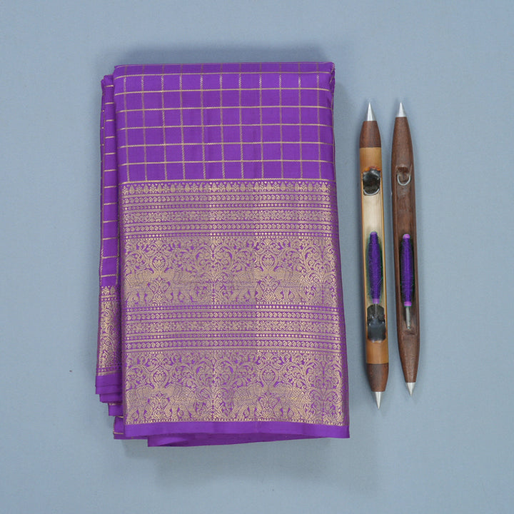 Hayagrivas Handloom Purple Kanjivaram Silk Saree KBF625G21-1