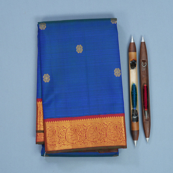 Hayagrivas Handloom Mayilkazhuthu Kanjivaram Silk Saree with Red Border KBF625G3-1