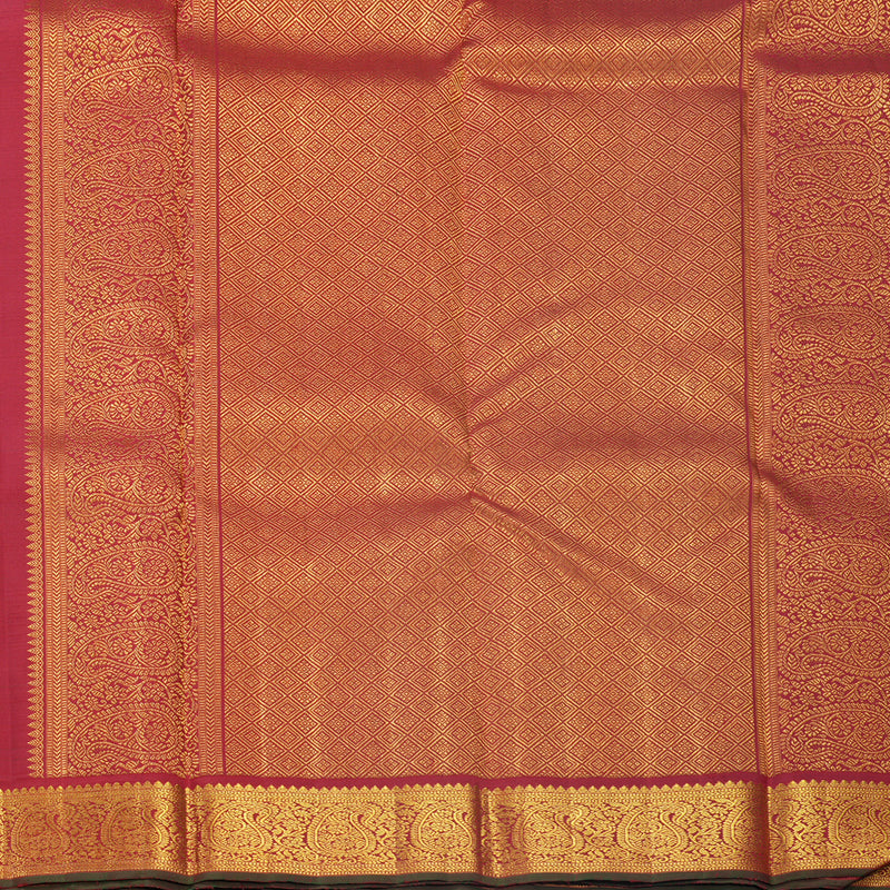 Hayagrivas Handloom Mayilkazhuthu Kanjivaram Silk Saree with Red Border KBF625G3-1