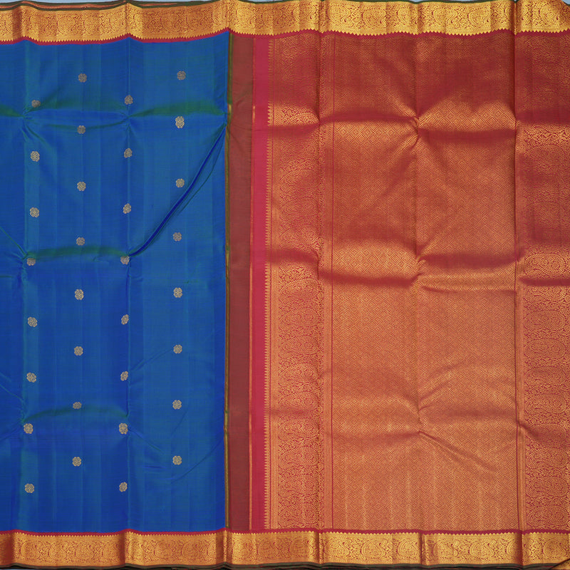 Hayagrivas Handloom Mayilkazhuthu Kanjivaram Silk Saree with Red Border KBF625G3-1