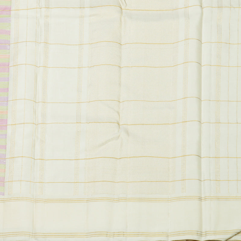 Hayagrivas Handloom Multicolour Checks Kanjivaram Silk Saree with Half-White Border KBF625G4-1