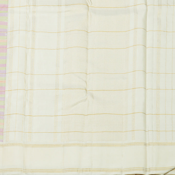 Hayagrivas Handloom Multicolour Checks Kanjivaram Silk Saree with Half-White Border KBF625G4-1