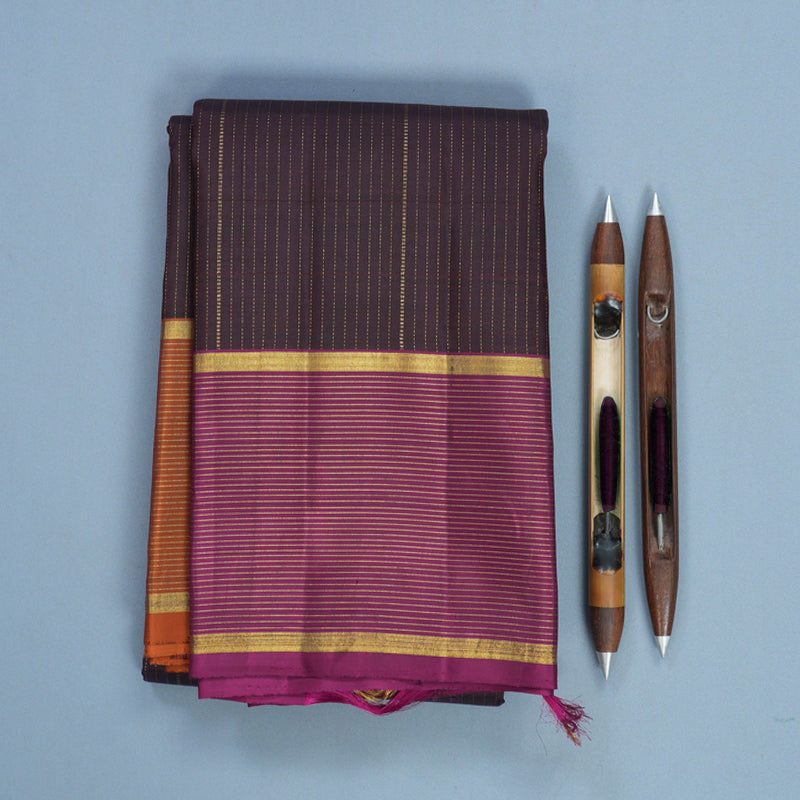 Hayagrivas Handloom Deep Snuff Kanjivaram Silk Saree with Ganga Jamuna Border KBF625G5-1
