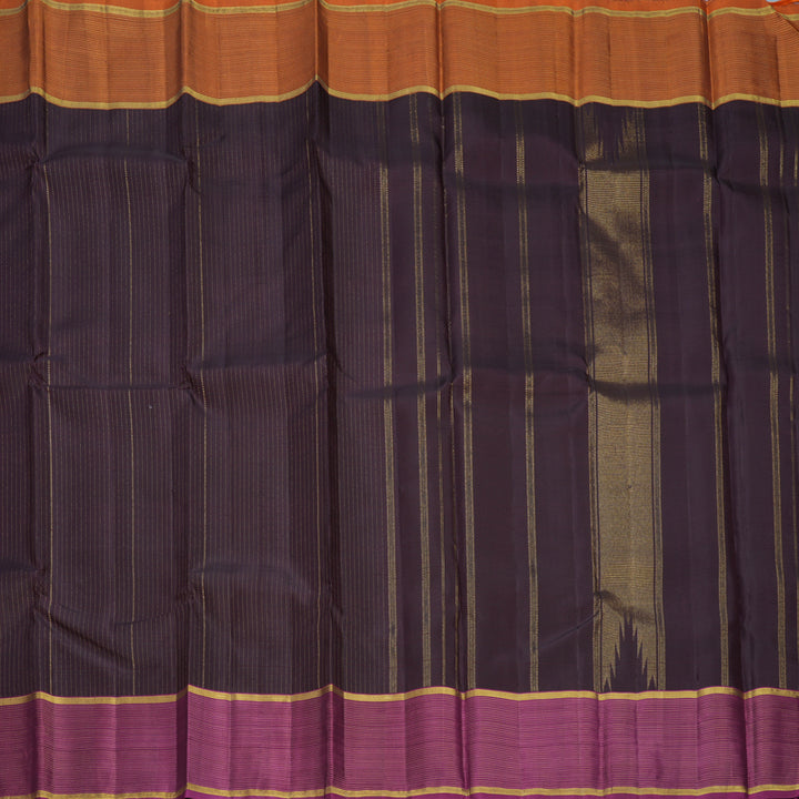Hayagrivas Handloom Deep Snuff Kanjivaram Silk Saree with Ganga Jamuna Border KBF625G5-1