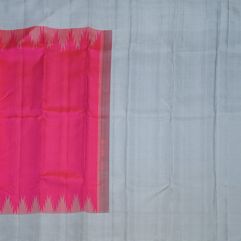 Hayagrivas Handloom Pink Kanjivaram Silk Saree with Black &amp; White (Zasa Zasa Kattam) Border KBF625G6-1