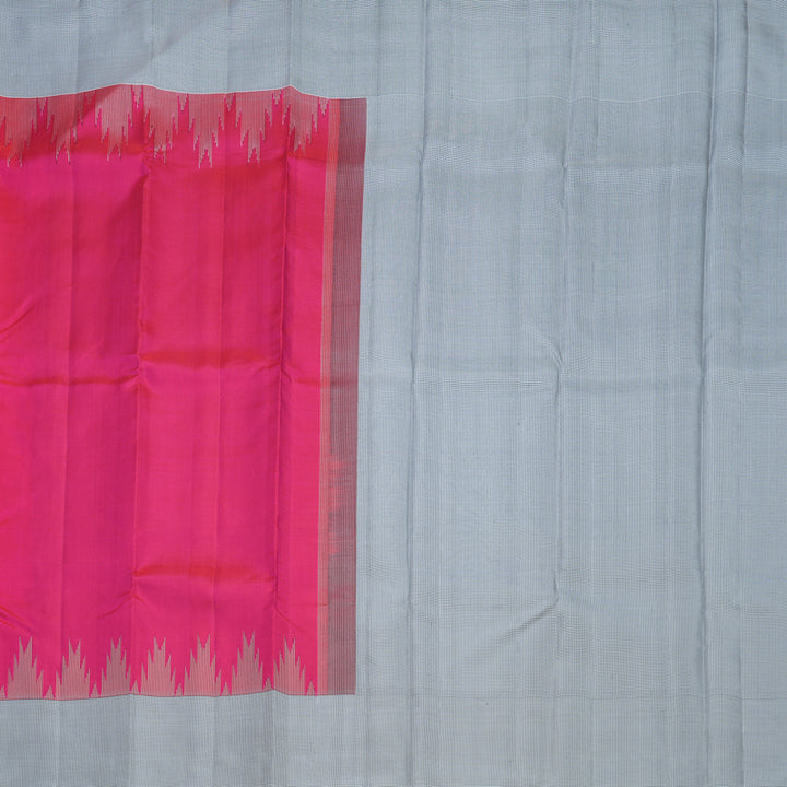 Hayagrivas Handloom Pink Kanjivaram Silk Saree with Black &amp; White (Zasa Zasa Kattam) Border KBF625G6-1