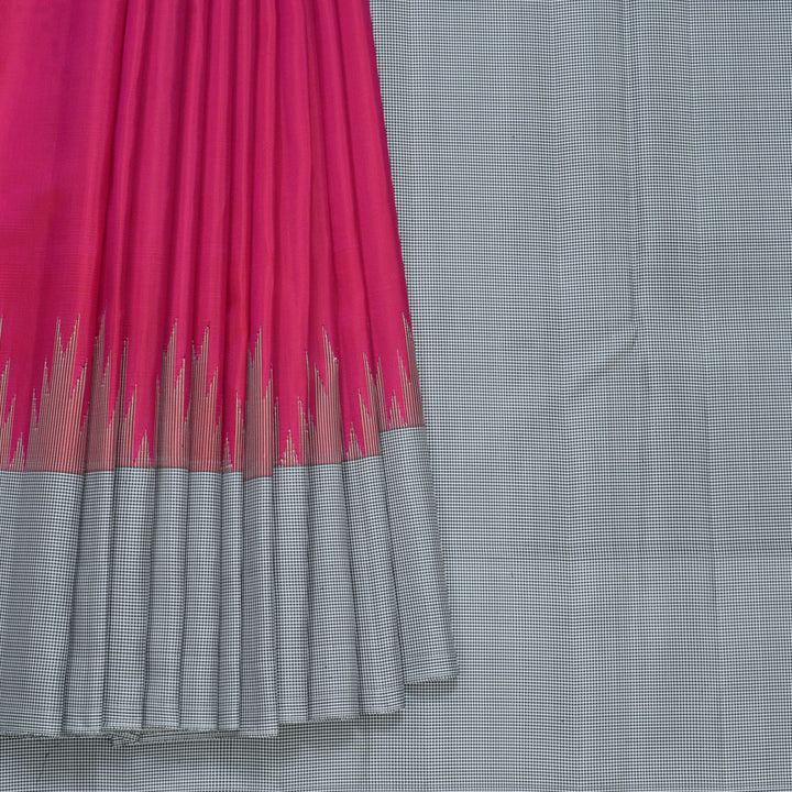 Hayagrivas Handloom Pink Kanjivaram Silk Saree with Black &amp; White (Zasa Zasa Kattam) Border KBF625G6-1