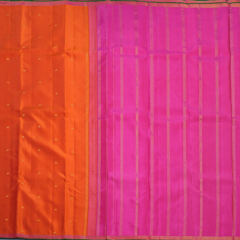 Hayagrivas Handloom Orange Kanjivaram Silk Saree KBF625G8-1