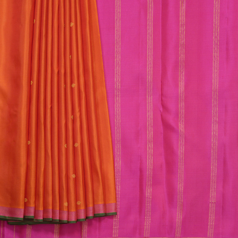 Hayagrivas Handloom Orange Kanjivaram Silk Saree KBF625G8-1