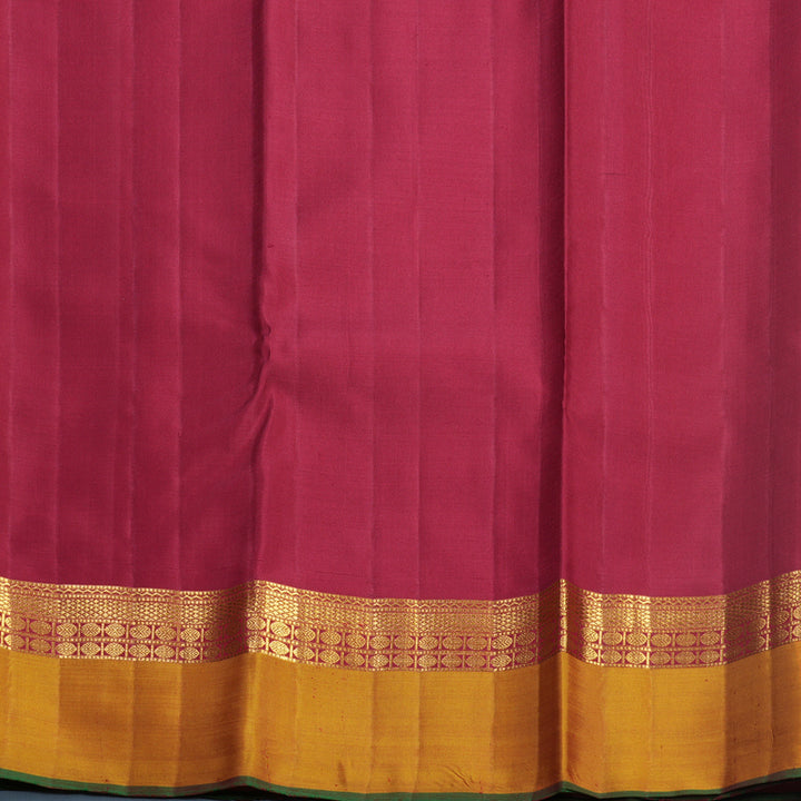Hayagrivas Handloom Fluorescent Green Kanjivaram Silk Saree with Golden Orange Border KBF625G9-1